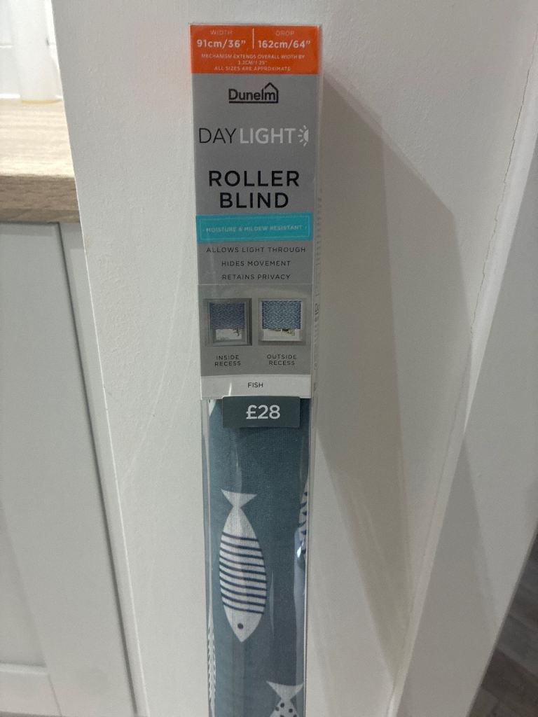Dunelm Daylight Roller Blind - Fish Pattern, New