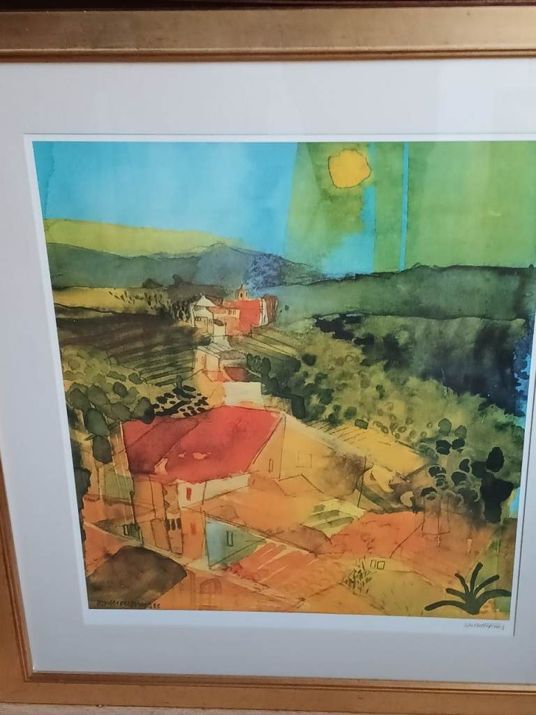 John Lewis Framed Watercolour Painting - Vibrant Landscape, Good Condition