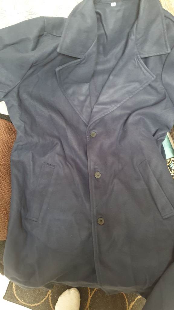 Mens navy blue casual full length suit jacket/coat