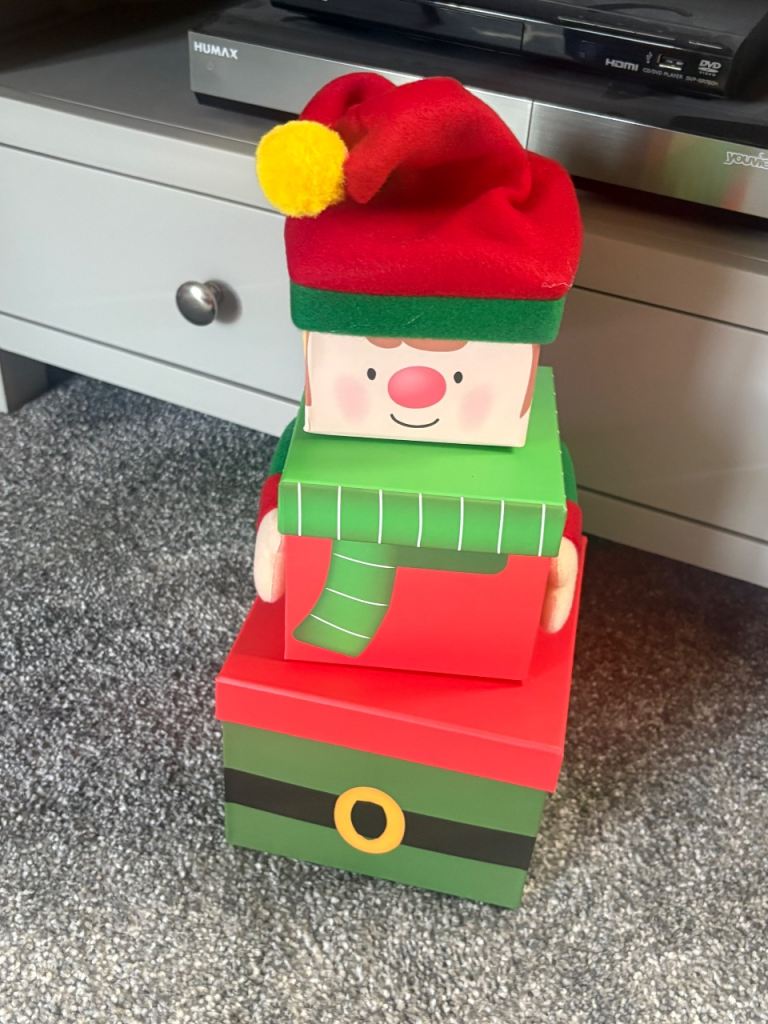 Christmas Elf Stacking Boxes - Festive Decoration, As Good As New
