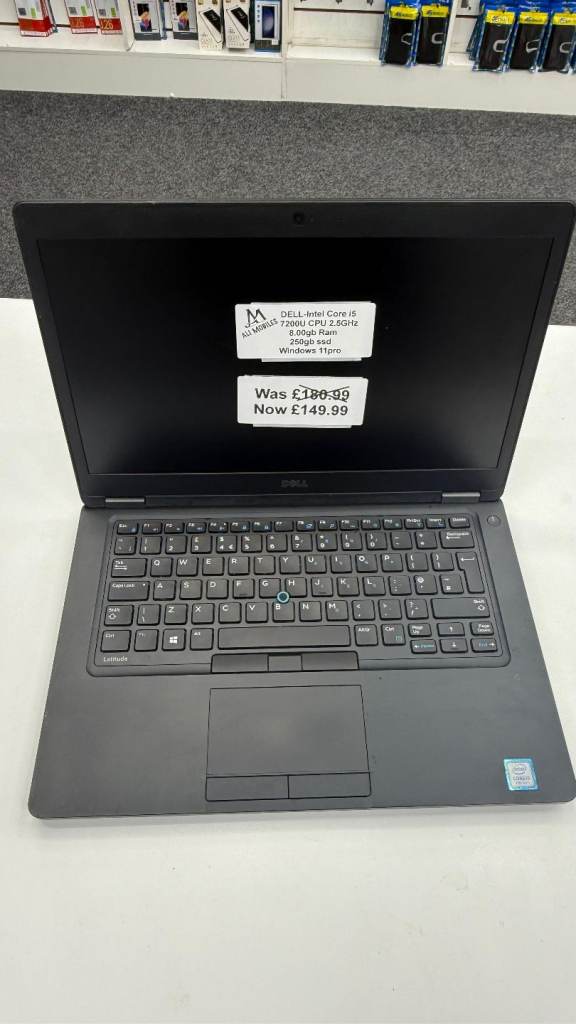 Like New Used Laptop DELL-Intel Core i5 7200U CPU 2.5GHz 8.00gb Ram 250gb