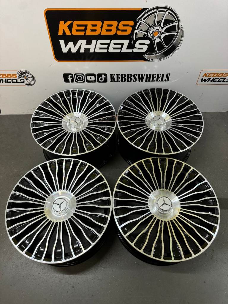 20" MERCEDES 2025 MAYBACH LUX STYLE ALLOY WHEELS BLACK MACHINED C CLASS E CLASS S CLASS