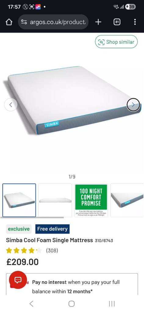 Single Simba mattress