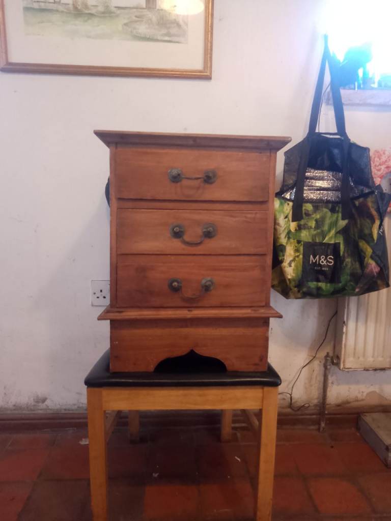 Small Wooden Chest of Drawers with Brass Handles