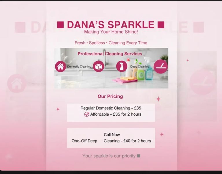 Great offers for cleaning service  and discounts for first cleaning day 