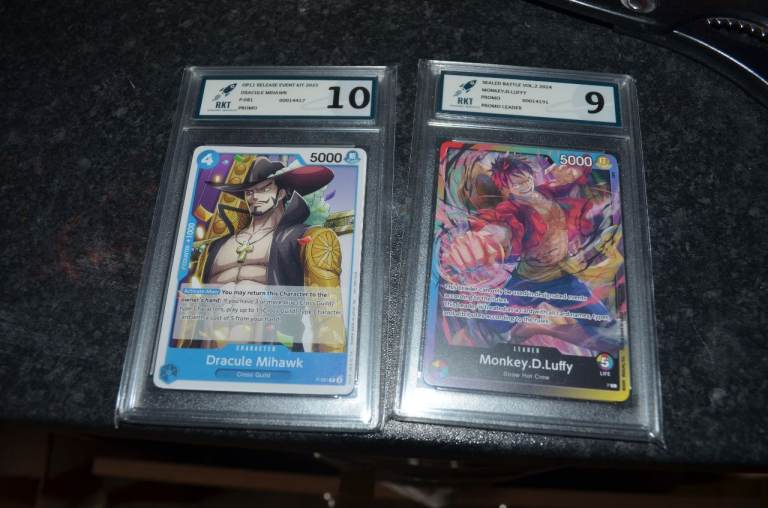 image for Dracule Mihawk PAIR One Piece RARE PROMO Graded Luffy Trading Card Game Manga Anime TCG CCG