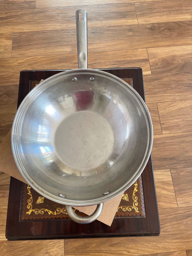 Chinese Wok Stainless Steel With Glass Lid by Marks & Spencer