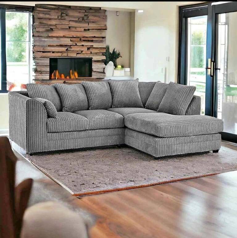 Wooden Corner L Shape Sofa 3+2 Seater Sofas With cushions Free Delivery
