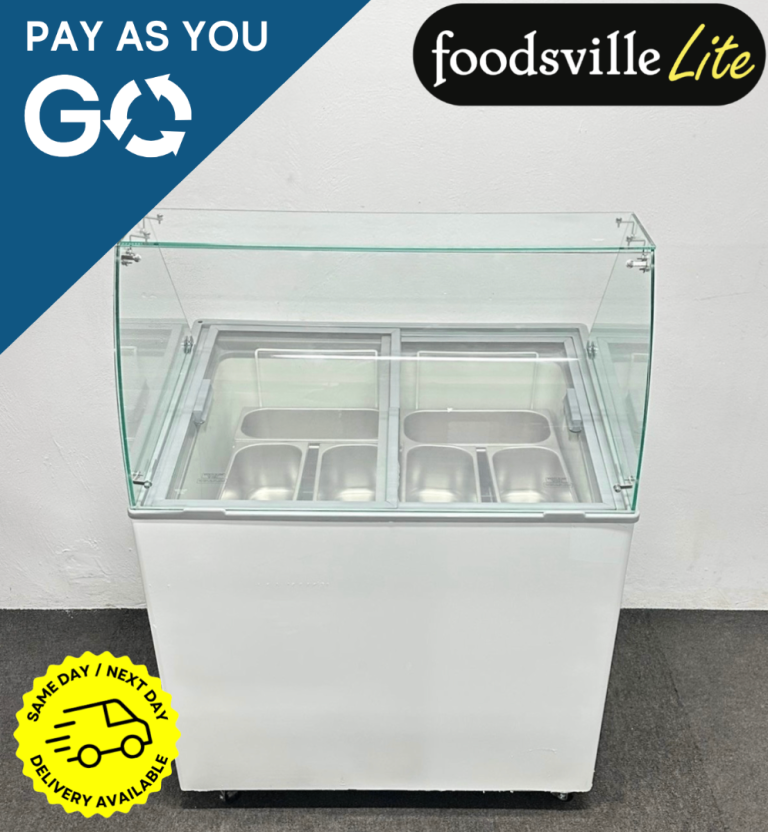 PAY AS YOU GO - New Foodsville Lite 910mm 6-Scoop Hard Ice Cream Display Cabinet, On Wheels