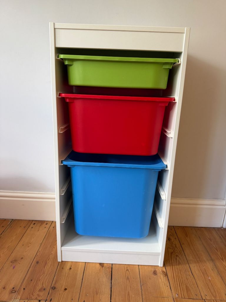 IKEA white trofast unit with trays/ boxes 