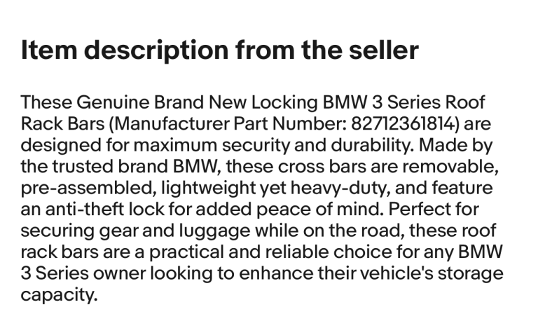 Genuine BMW Roof bars. New in box