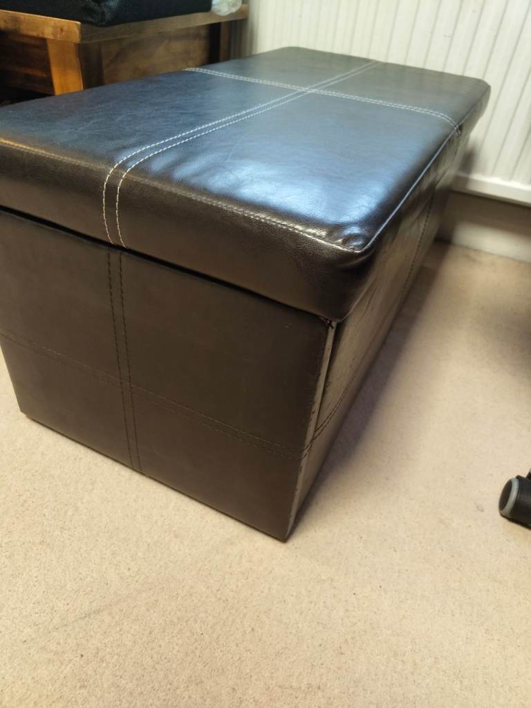Leather effect ottoman
