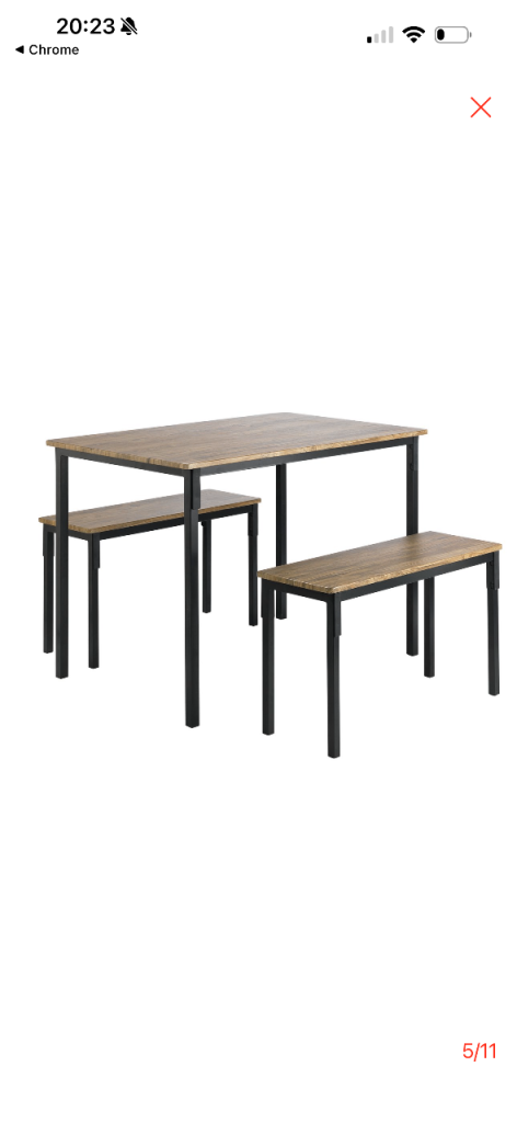 Dining table with 2 bench