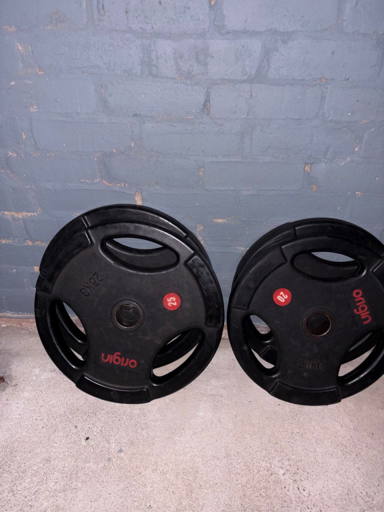 150kg of origin weight plates and 20kg barbell