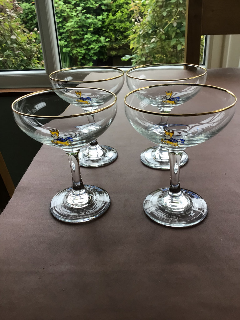 BABYCHAM GLASSES X 4 - VINTAGE - PRISTINE CONDITION.