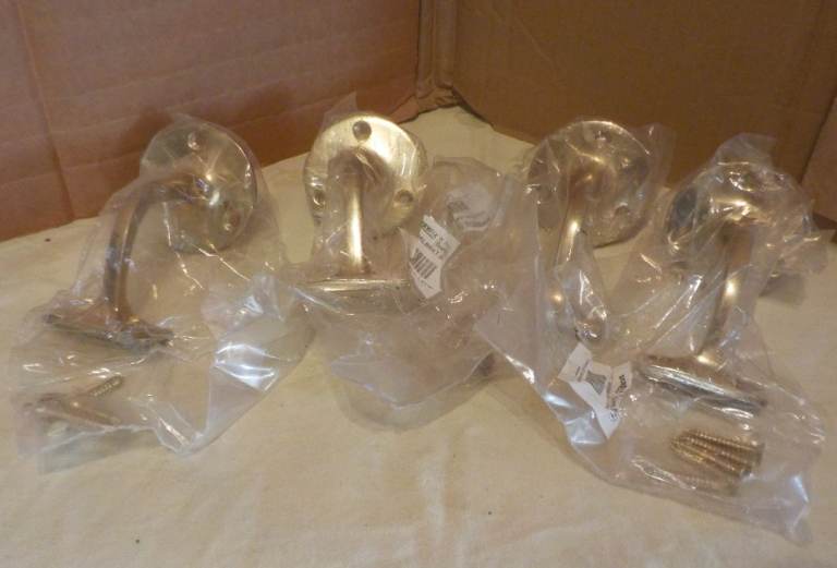 4 x Polished Brass Hand Rail Brackets