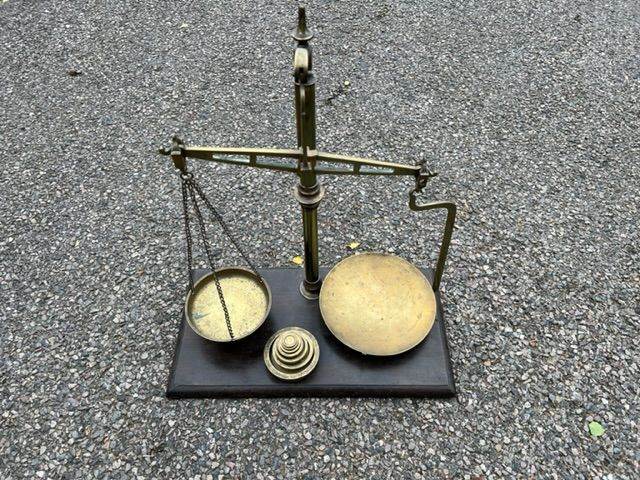 Antique Shop Brass Counter Scales and Weights