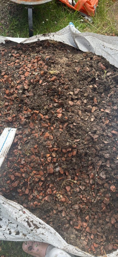 Red stones and soil 