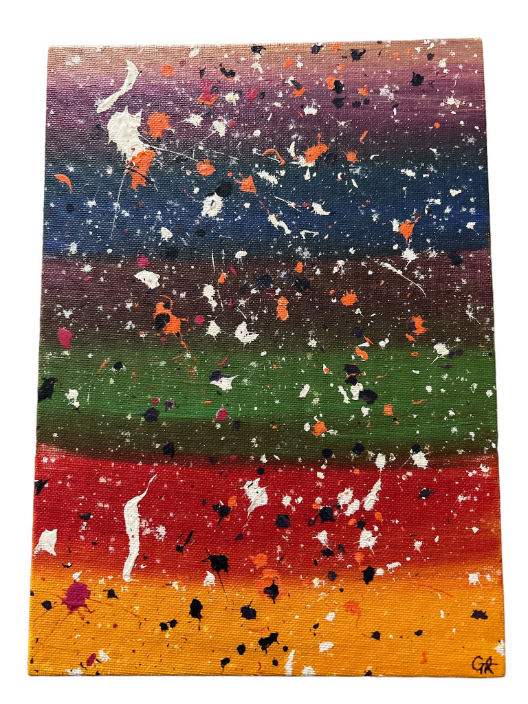 Rainbow Splash Acrylic Painting Dimensions: A4 / 21x29 cm