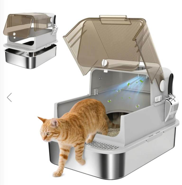 Pawhut XXL stainless steel cat litter box
