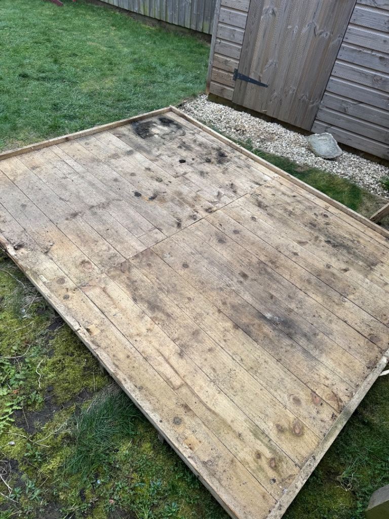 Solid shed base ,fence , decking 