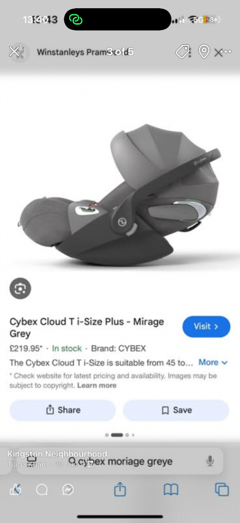 Brand new Cybex cloud t I size in mirage grey plus 