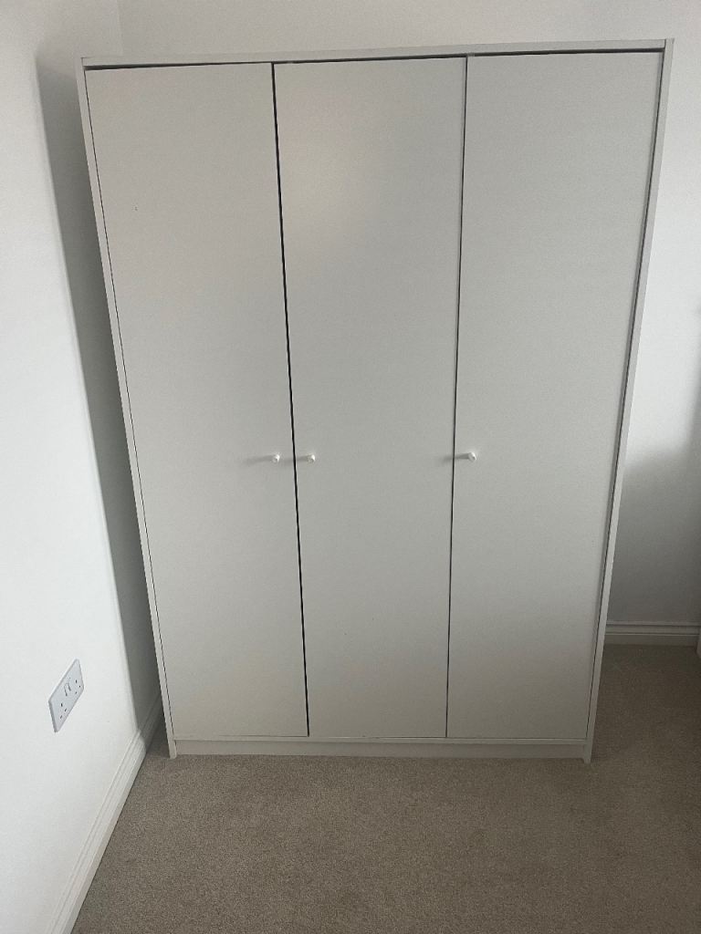 IKEA White Three Door Wardrobe, Good Condition