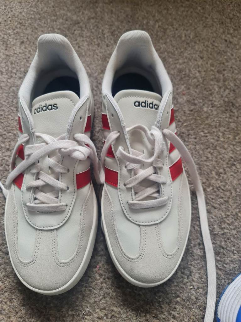 Adidas White and Red Trainers - Good Condition