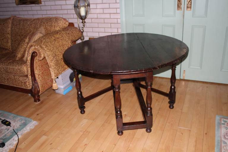 solid oak drop leaf antique table