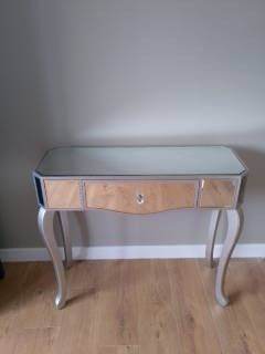 Silver and Wood Mirrored Dressing Table - Good Condition