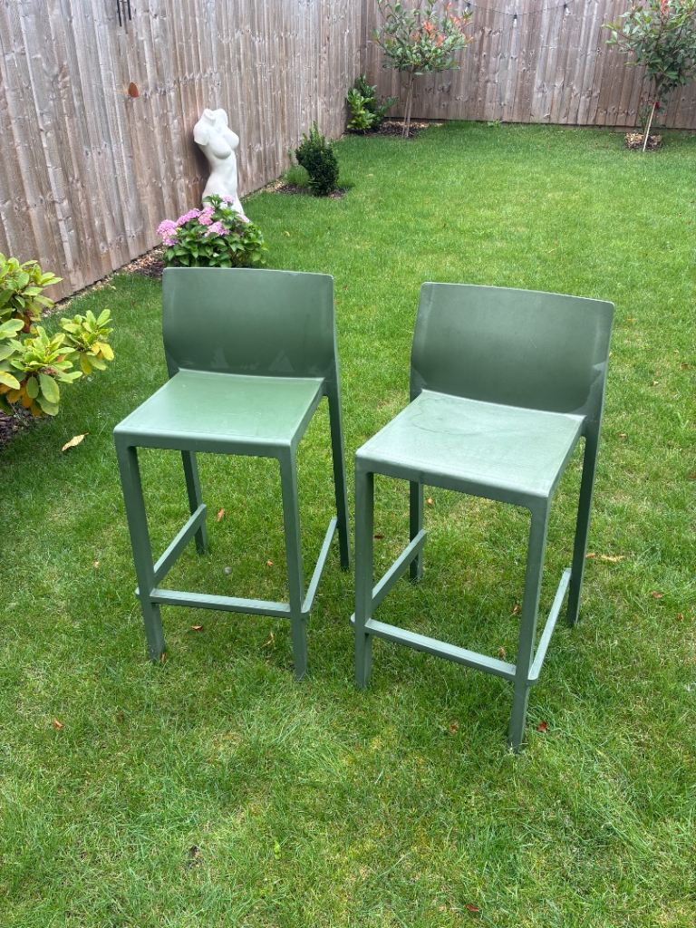 Pair of Green High Stools – Good Condition