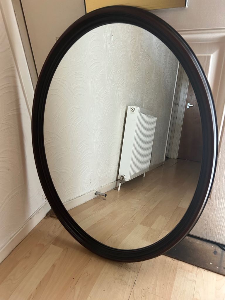 Large Oval Wall Mirror wood surround 
