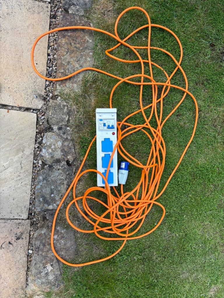 Heavy Duty 110V Site Extension Lead with RCD – Long Orange Cable