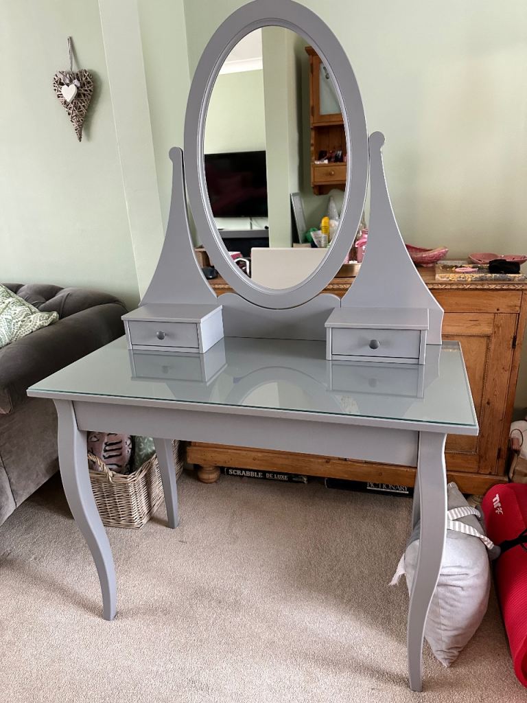 ikea grey dressing table MALM dressing table, dark grey, 120x41 cm