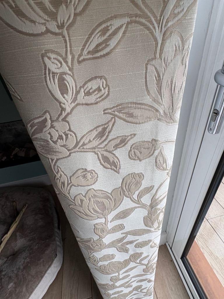 Pair of duck egg blue Floral Pattern Curtains - Good Condition