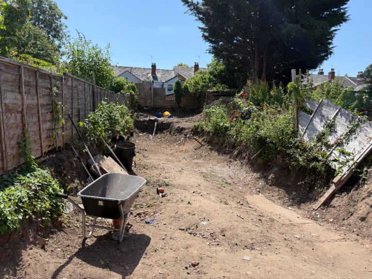 dig garden out + take soil + take bricks 