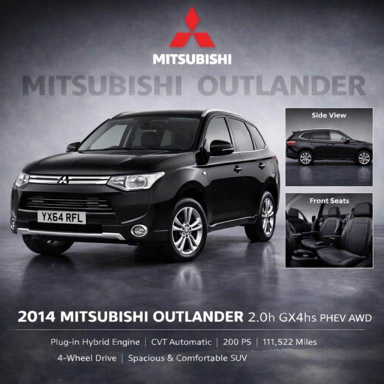 2014 Mitsubishi Outlander 2.0h 12kWh GX4hs SUV 5dr Petrol Plug-in Hybrid CVT 4WD Euro 5 (s/s) (20...