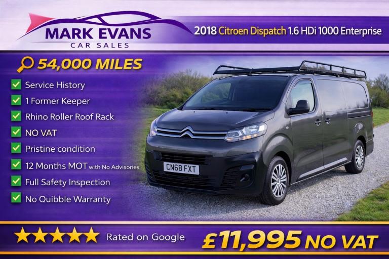 2018 Citroen Dispatch 1000 1.6 BlueHDi 95 Van Enterprise PANEL VAN Diesel Manual