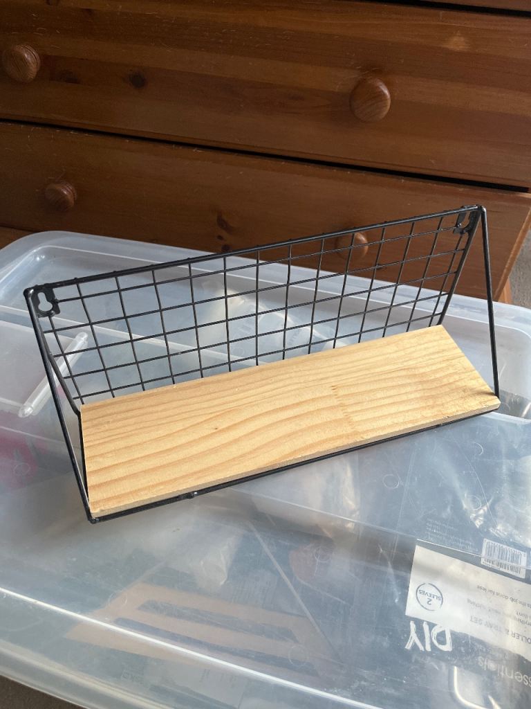 Small wood and metal shelf