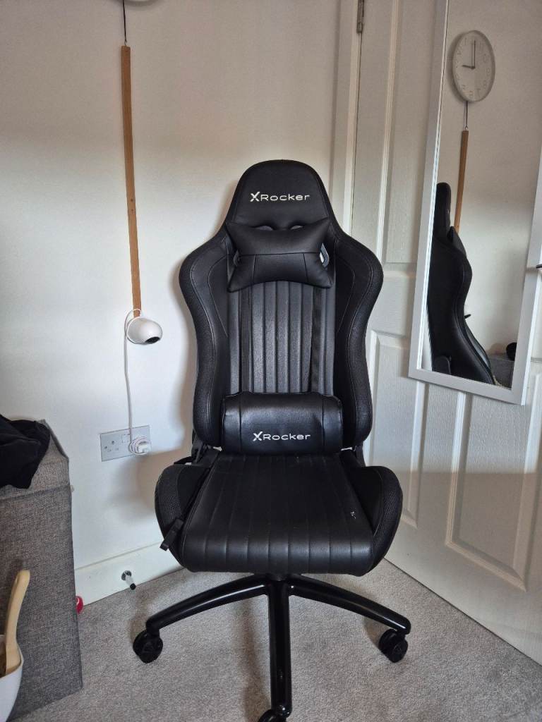 XRocker Gaming Chair – Black, Fair Condition with RGB Lights
