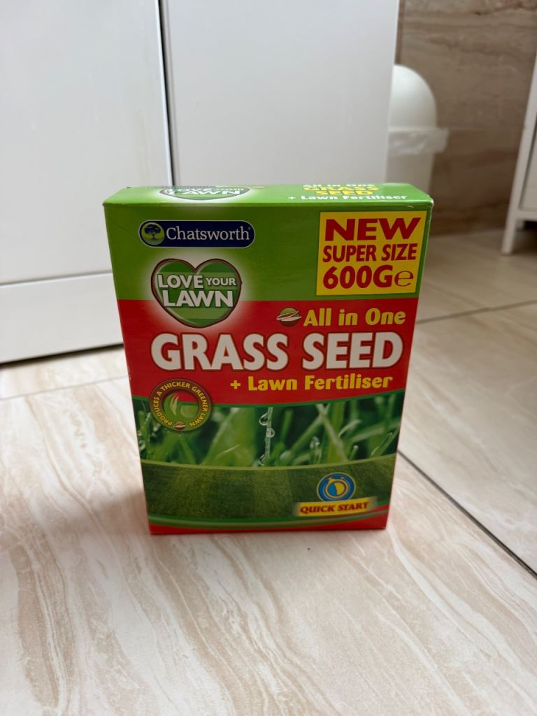 NEW Chatsworth Grass Seed + Lawn Fertiliser 600g
