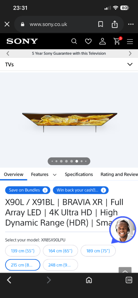 Sony XR85X90LPU 85-inch 4K HDR Full Array LED TV Ultra HD Smart Like New Retail £2499 Bargain