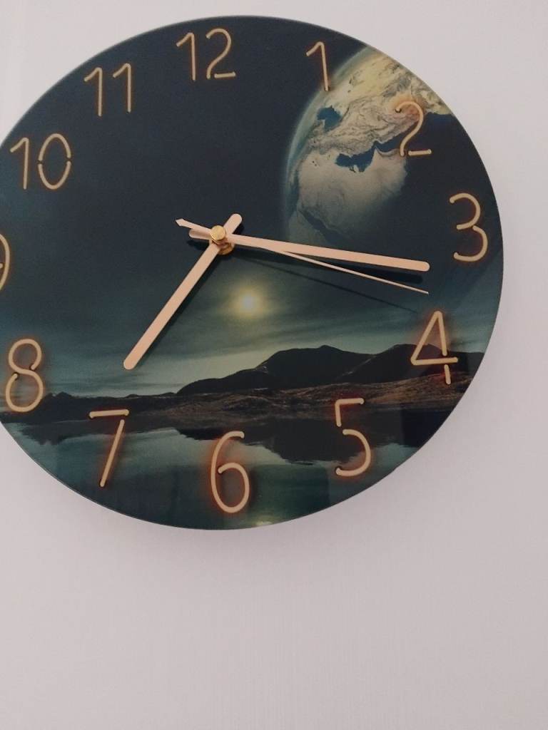 Wall Clock with Earth & Moon Design