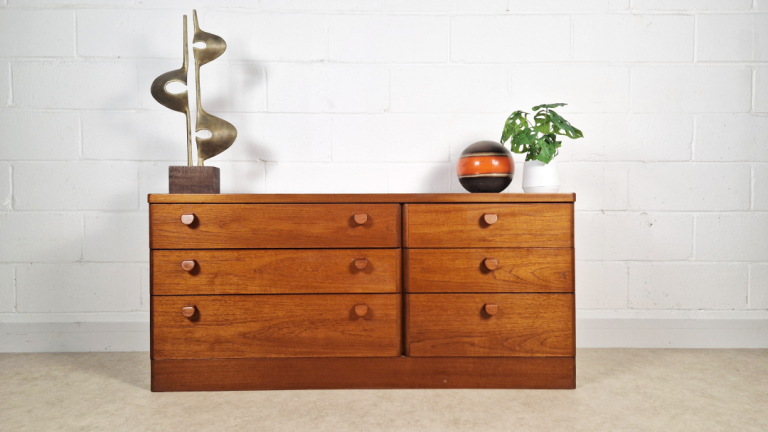 John & Sylvia Reid for Stag Cantata VIntage Mid Century Double Length Chest of Drawers PG139