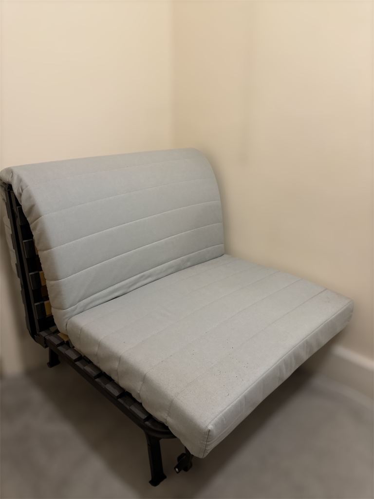 Grey Sofa Bed / Futon - Converts to Single Bed