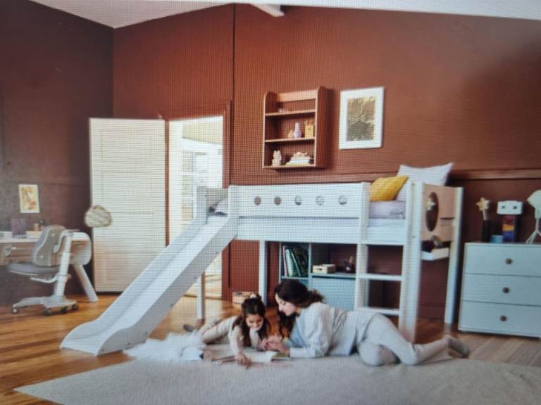 Flexa mid sleeper bed including slide, stairs and mattress