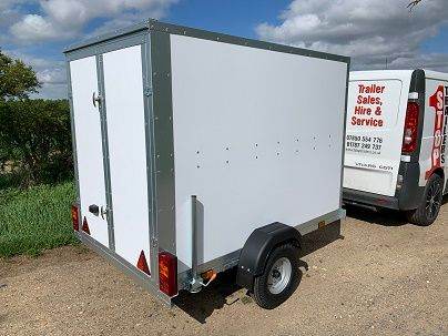 Box Trailer 7' x 4' x 5' in Black or White with Doors 750kgs - Tickners