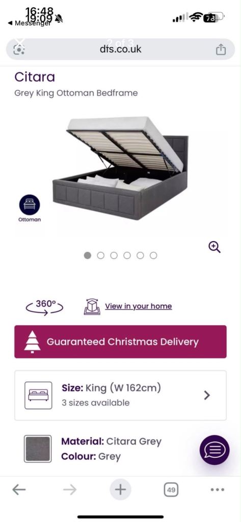 DFS OTTOMAN KING BED & IKEA KING MATTRESS