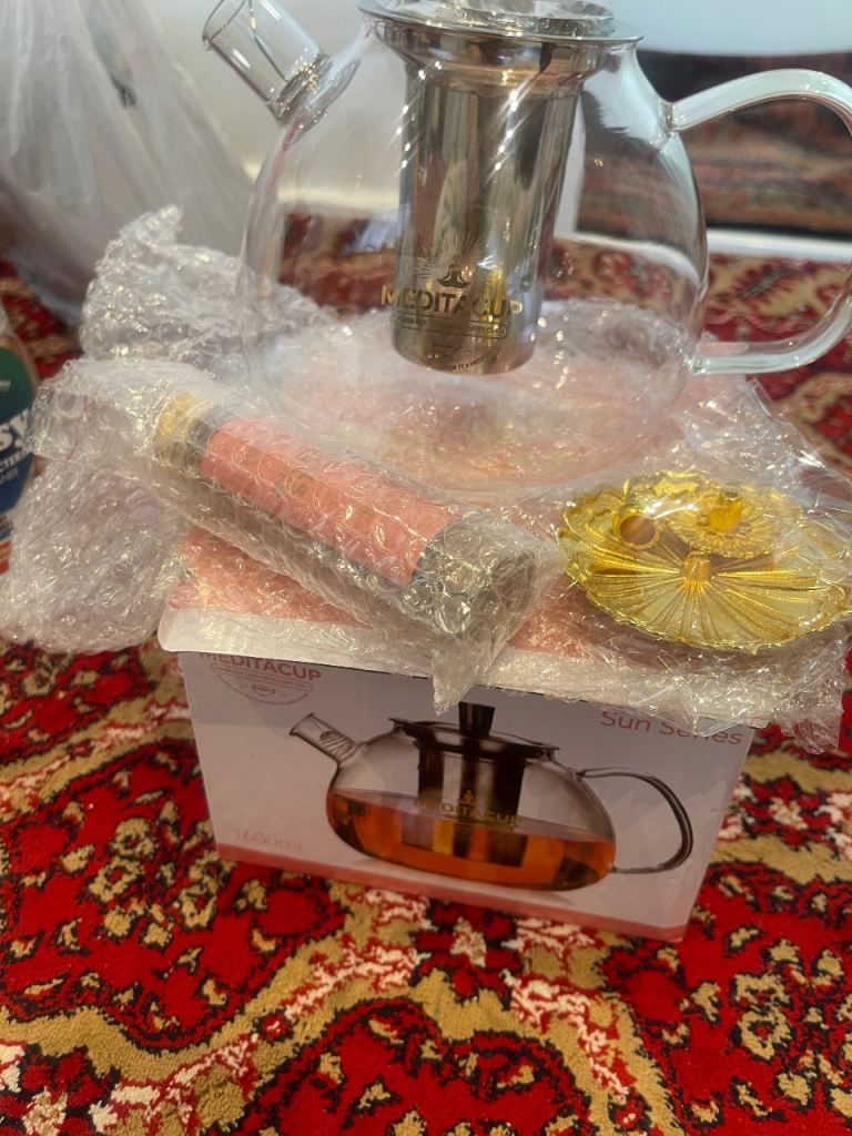 MEDITACUP Glass Teapot with Infuser – New, Boxed