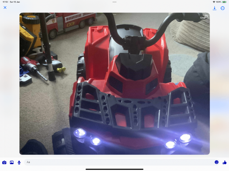 Kids ride on 6 volt battery quod bike with working lights and plays music 